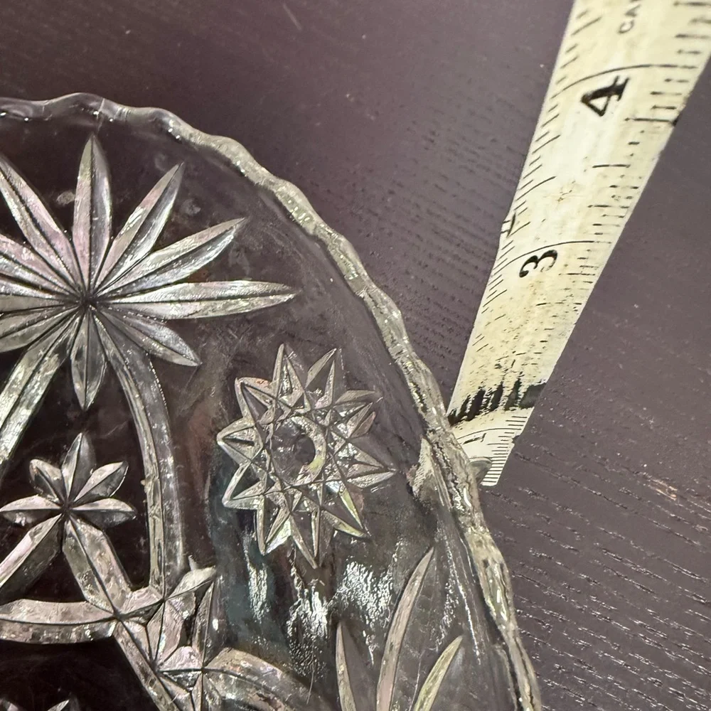 Vintage Anchor Hocking Elegant Clear Glass Star of David Oval appetizer dish